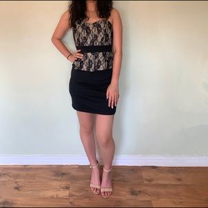 Black Lace Peplum Dress